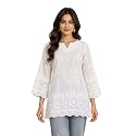 Women's Floral Printed Cotton Short Kurti Top | V-Neck | 3/4 Bell Sleeves | Regular Fit Casual, Office Wear
