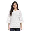 Women's Floral Printed Cotton Short Kurti Top | V-Neck | 3/4 Bell Sleeves | Regular Fit Casual, Office Wear