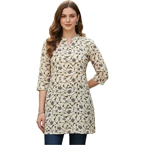 Womens Floral Printed Rayon Short Kurti Casual