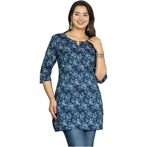 Womens Floral Printed Rayon Short Kurti Casual