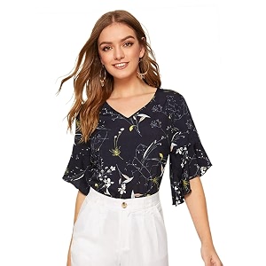 Womens Floral Regular Fit Top