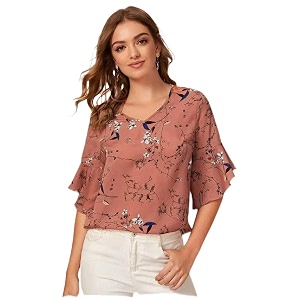 Womens Floral Regular Fit Top