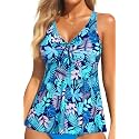 Women's Flowy Tankini Top Modest Loose Fit Bathing Suit Swim Top Only