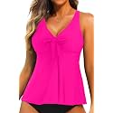 Women's Flowy Tankini Top Modest Loose Fit Bathing Suit Swim Top Only