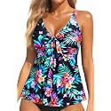 Women's Flowy Tankini Top Modest Loose Fit Bathing Suit Swim Top Only