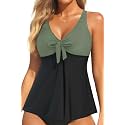 Women's Flowy Tankini Top Modest Loose Fit Bathing Suit Swim Top Only