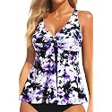 Women's Flowy Tankini Top Modest Loose Fit Bathing Suit Swim Top Only