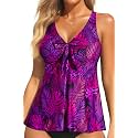 Women's Flowy Tankini Top Modest Loose Fit Bathing Suit Swim Top Only
