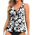 Women's Flowy Tankini Top Modest Loose Fit Bathing Suit Swim Top Only