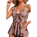 Women's Flowy Tankini Top Modest Loose Fit Bathing Suit Swim Top Only
