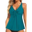 Women's Flowy Tankini Top Modest Loose Fit Bathing Suit Swim Top Only