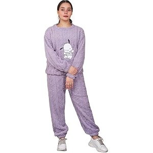 Womens Fur Long Sleeve Nightsuit Regular