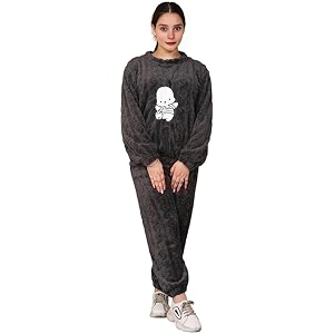 Womens Fur Long Sleeve Nightsuit Regular