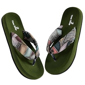 Womens Geometric Print Flip Flops Memory Foam