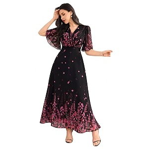 Womens Georgette Dresses Floral Printed One Piece