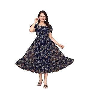 Womens Georgette Dresses Floral Printed One Piece