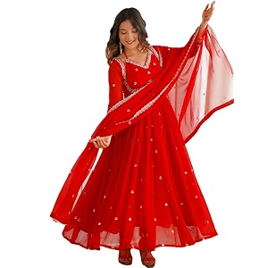 Womens Georgette Sequence Embroidered Anarkali Kurta Set