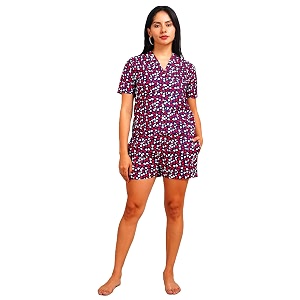 Womens and Girls Cotton Printed Relaxed Night