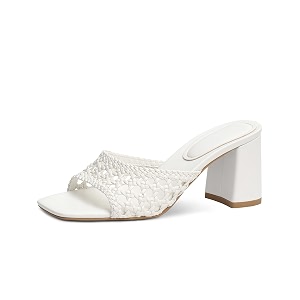 Womens Heeled Sandals Mesh Mules Square Open