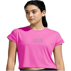 women39s high low nylon top with graphic print