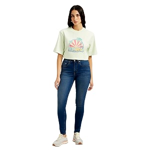 Womens High Rise 721 Skinny Dark-Blue Jeans