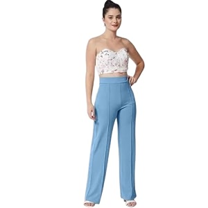 Womens High-Rise Straight Leg Trousers Relaxed Fit