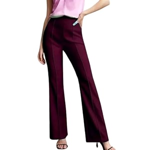 Womens High-Rise Straight Leg Trousers Relaxed Fit