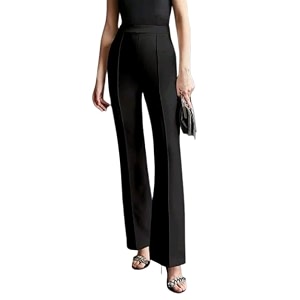 Womens High-Rise Straight Leg Trousers Relaxed Fit