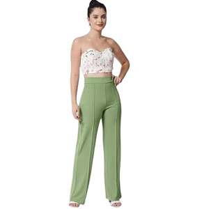 Womens High-Rise Straight Leg Trousers Relaxed Fit