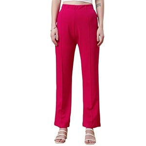 Womens High-Rise Straight Leg Trousers Relaxed Fit