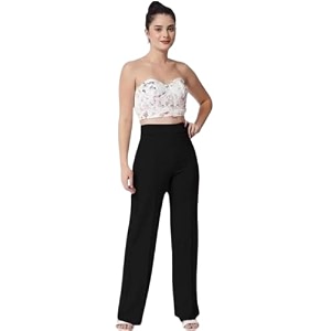 Womens High-Rise Straight Leg Trousers Relaxed Fit