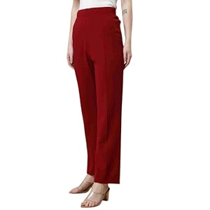 Womens High-Rise Straight Leg Trousers Relaxed Fit