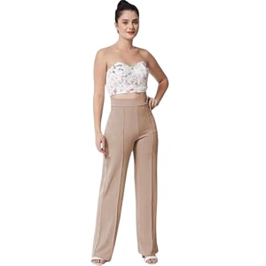 Womens High-Rise Straight Leg Trousers Relaxed Fit