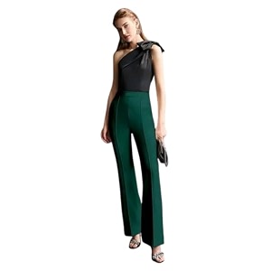 Womens High-Rise Straight Leg Trousers Relaxed Fit