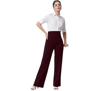 Womens High-Rise Straight Leg Trousers Relaxed Fit