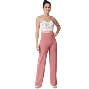 Womens High-Rise Straight Leg Trousers Relaxed Fit