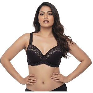 Womens High-Support Lace Bra Non-Padded Unlined Full
