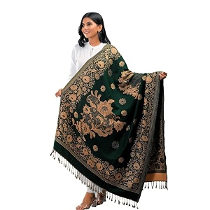 women39s kashmiri warm woolen heavy embroidered floral design shawl for winters