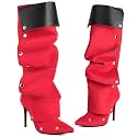 Women39s Knee High Shark Boots Pointed Toe
