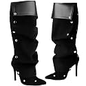 Women39s Knee High Shark Boots Pointed Toe