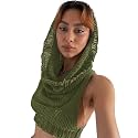 Women's Knitted Hoodie Sweater Vest Sexy Sleeveless Hollow Out Hooded Crop Top Draped Sweatshirt Streetwear