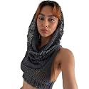 Women's Knitted Hoodie Sweater Vest Sexy Sleeveless Hollow Out Hooded Crop Top Draped Sweatshirt Streetwear