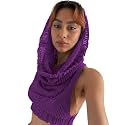 Women's Knitted Hoodie Sweater Vest Sexy Sleeveless Hollow Out Hooded Crop Top Draped Sweatshirt Streetwear