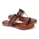 Women39s Kolhapuri Chappal Flats Two-Tone Leatherette