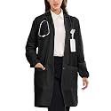 Women's Lab Coats Snap Closure 4 Pockets Elastic Cuffs Professional Medicas Long Sleeve Labcoats Scientist College