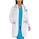 Women's Lab Coats Snap Closure 4 Pockets Elastic Cuffs Professional Medicas Long Sleeve Labcoats Scientist College