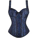 Women's Lace up Gothic Jacquard Shoulder Straps Tank Overbust Shaper Corset Bustiers Top