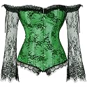 Women's Lace up Gothic Jacquard Shoulder Straps Tank Overbust Shaper Corset Bustiers Top