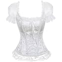 Women's Lace up Gothic Jacquard Shoulder Straps Tank Overbust Shaper Corset Bustiers Top