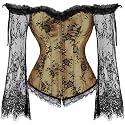 Women's Lace up Gothic Jacquard Shoulder Straps Tank Overbust Shaper Corset Bustiers Top